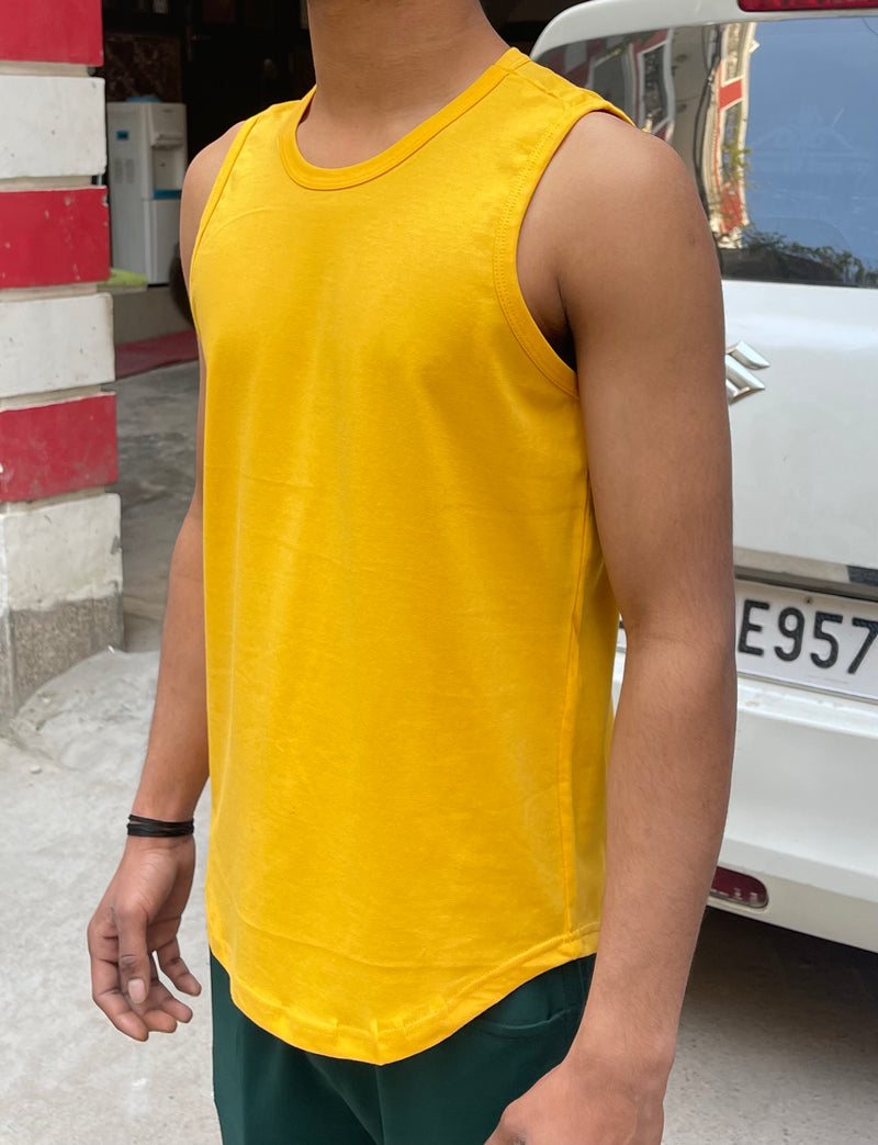 Yellow Premium Cotton Gym Vests