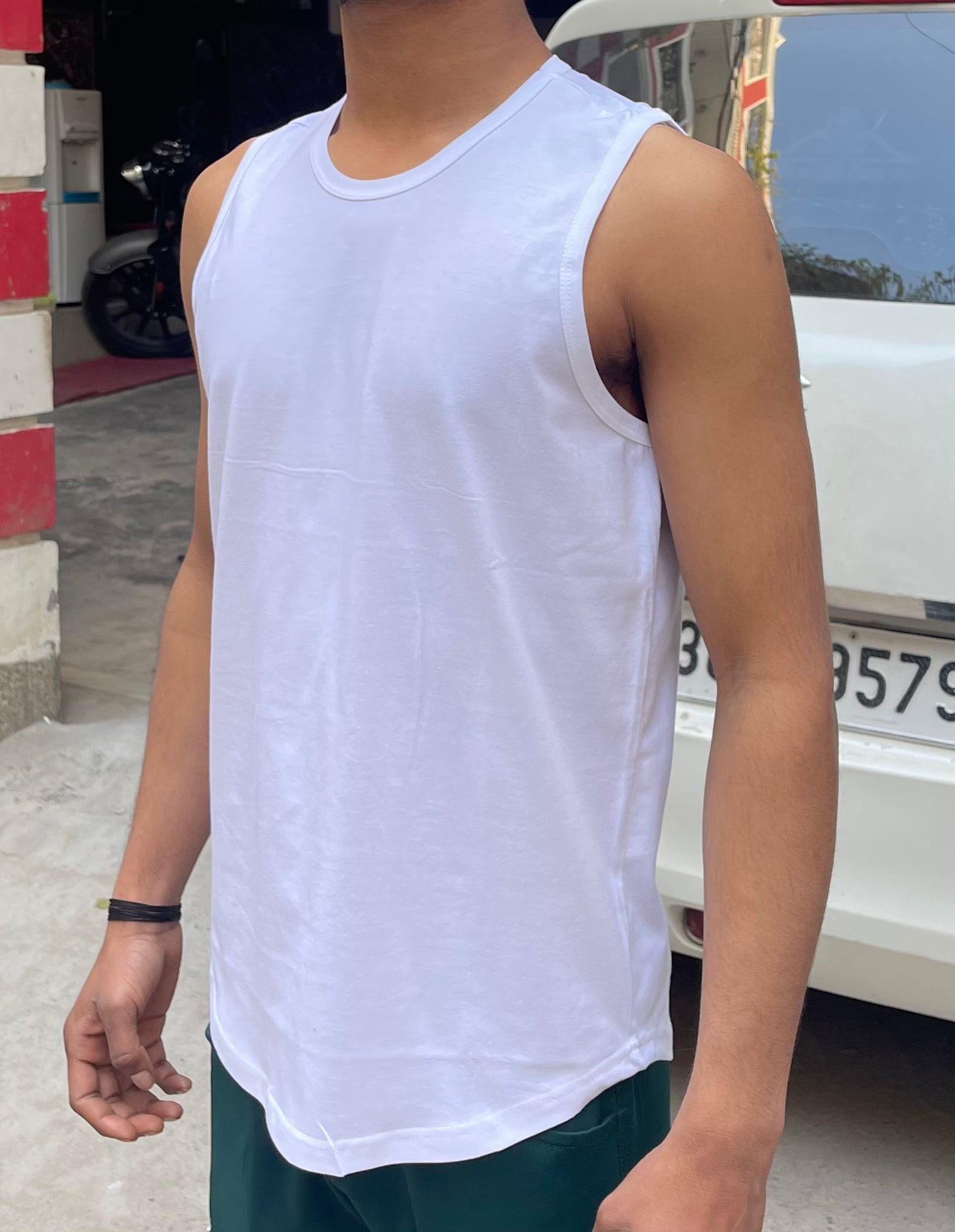 White Premium Cotton Gym Vests