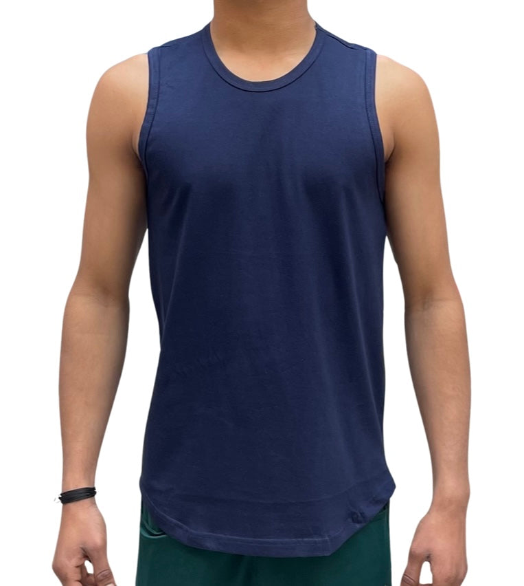 Navy Blue Premium Cotton Gym Vests