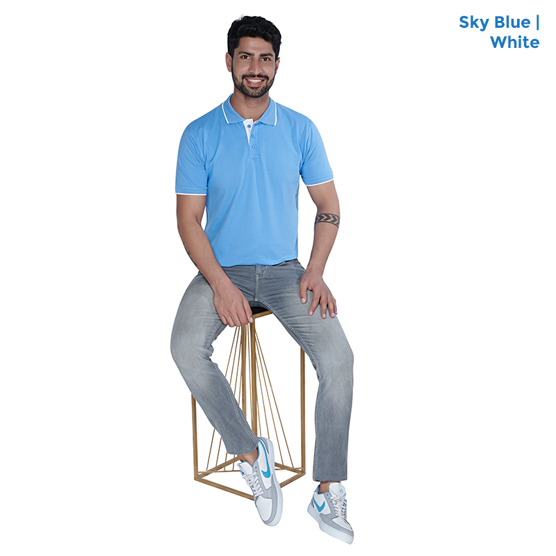 Premium Polo Neck Collar Sky Blue T-shirts