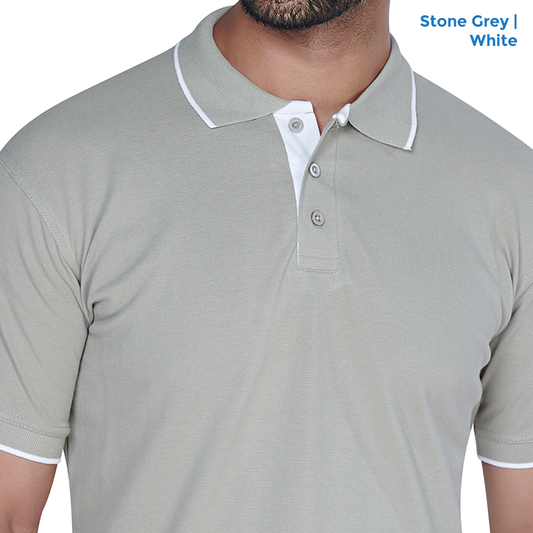 Premium Polo Neck Collar Stone Grey T-shirts