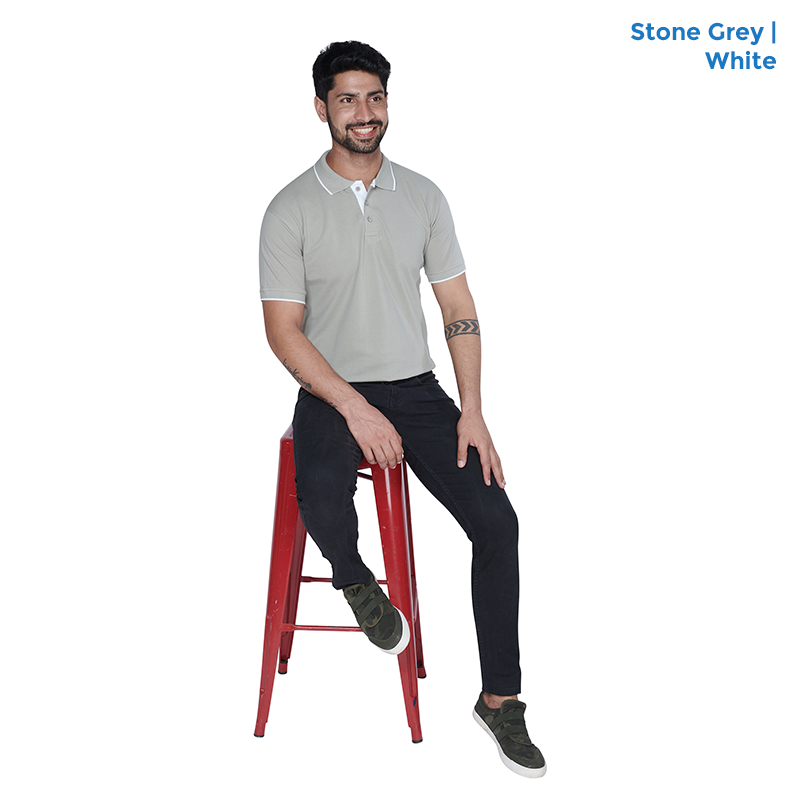 Premium Polo Neck Collar Stone Grey T-shirts