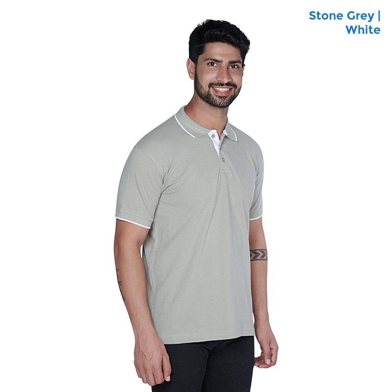 Premium Polo Neck Collar Stone Grey T-shirts