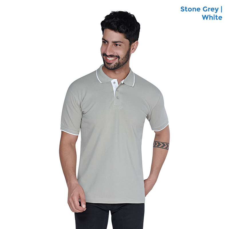 Premium Polo Neck Collar Stone Grey T-shirts