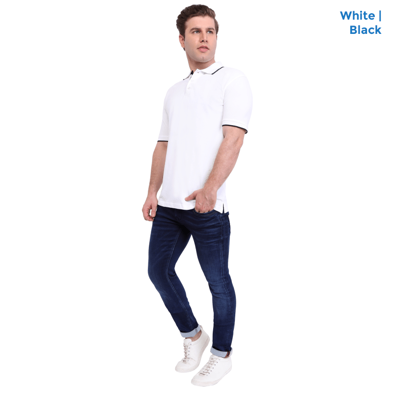 White Premium Polo Neck T-shirts For Men