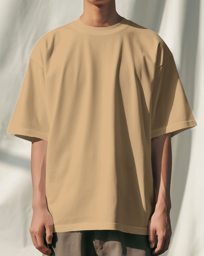 Beige Oversized Premium Cotton T-shirts