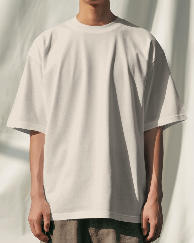 Half White Oversized Premium Cotton T-shirts