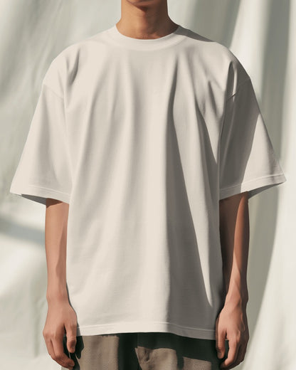 Half White Oversized Premium Cotton T-shirts