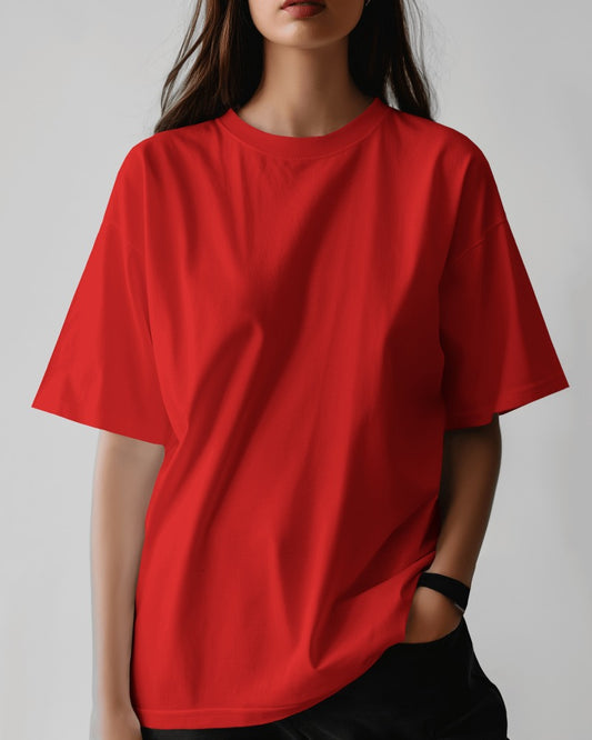 Red Oversized Premium Cotton T-shirts
