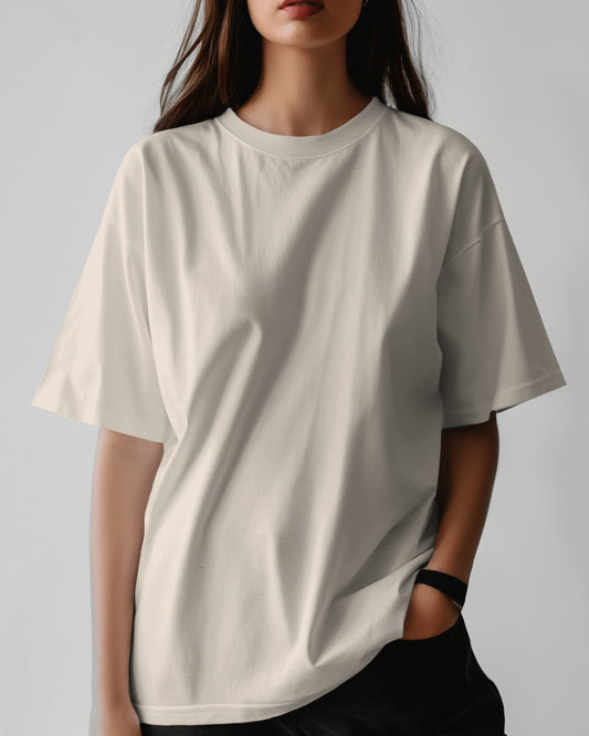 Oversized Half White Cotton T-shirts