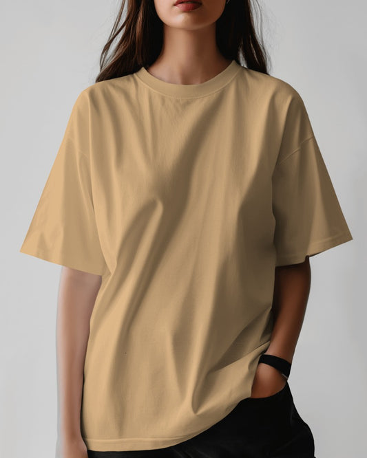 Beige Oversized Premium Cotton T-shirts