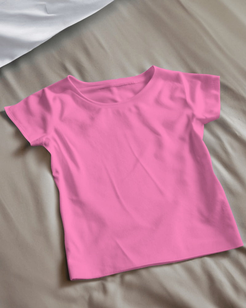 Baby Pink Premium Plain Cotton Kids T-shirt