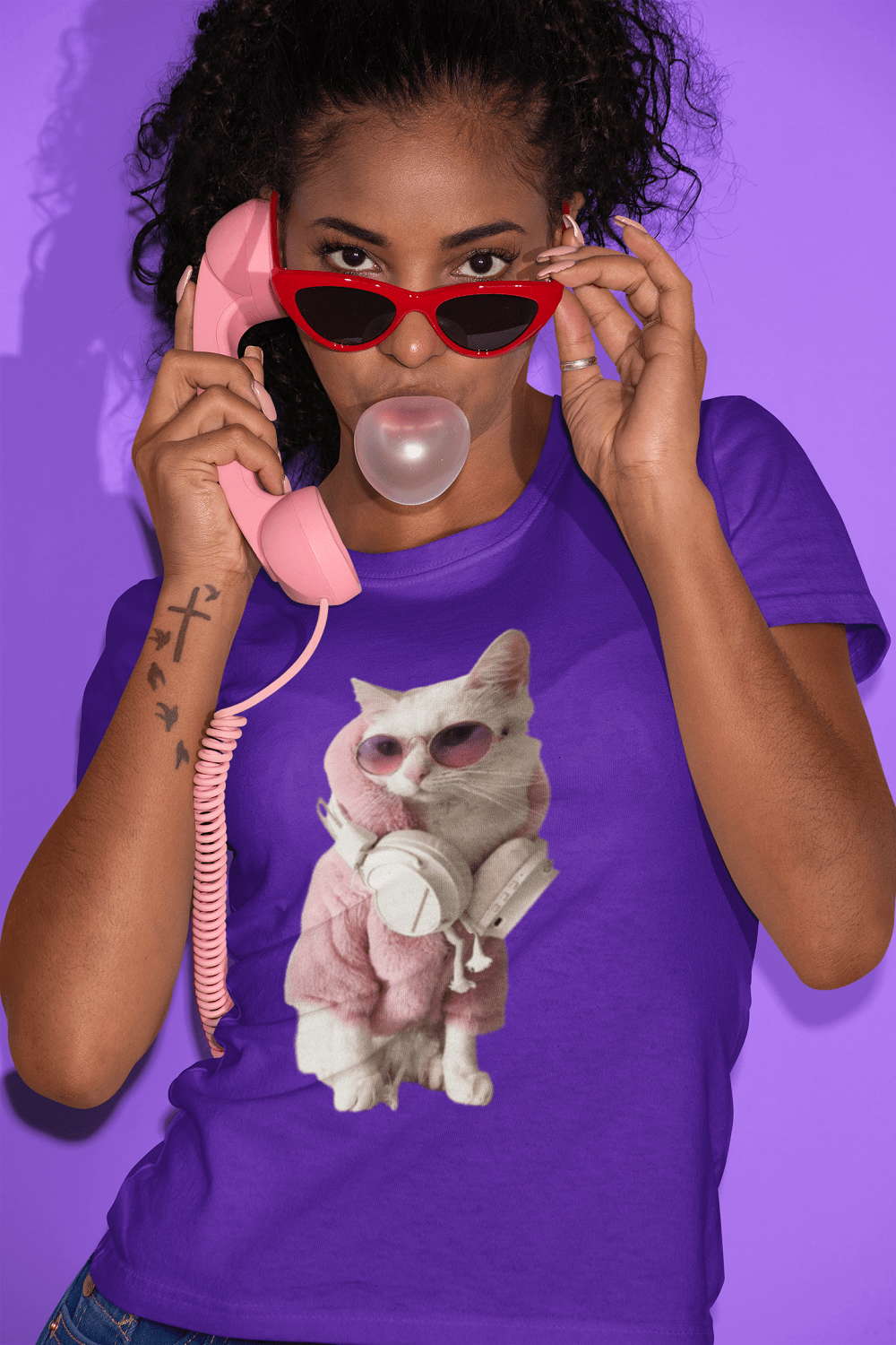 Premium Cotton Cool Cat Tees For Her