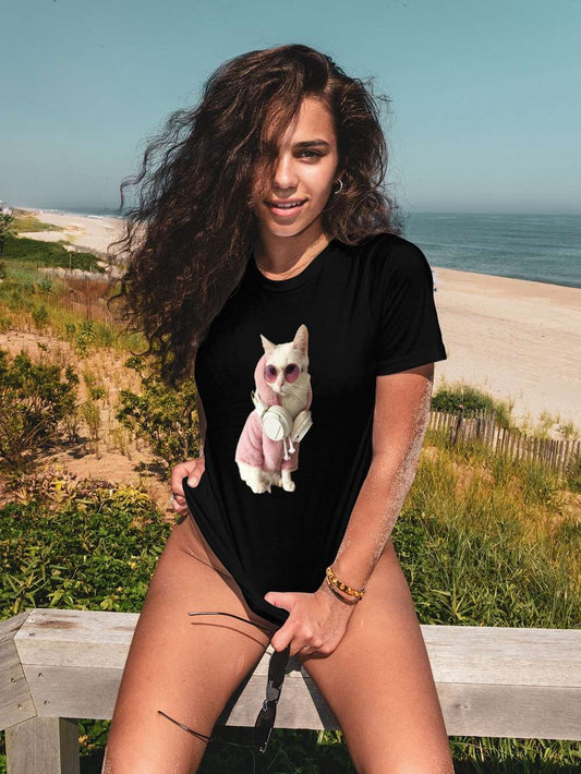 Premium Cotton Cool Cat Tees For Her