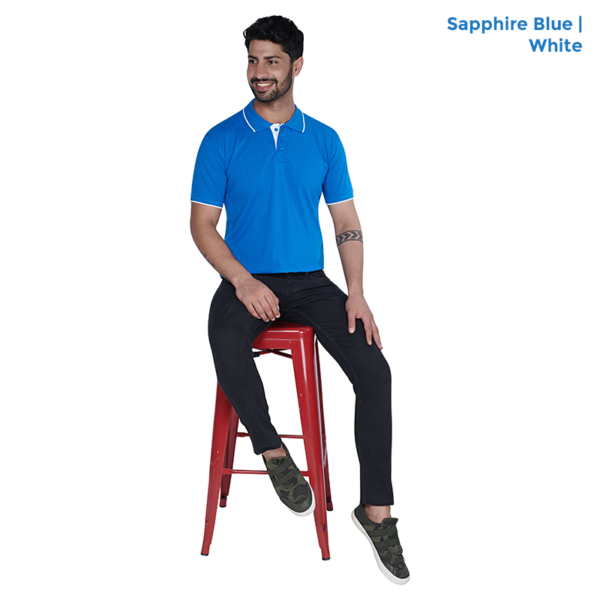 Premium Polo Neck Collar Sapphire Blue T-shirts